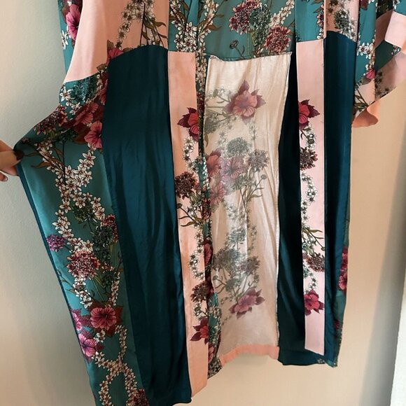 Sandro Kimono Jacket Color Printed Blocked Floral Size 36 - Picture 10 of 12
